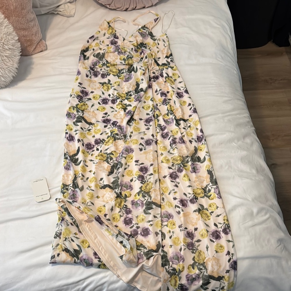 Abercrombie & Fitch Floral Maxi Dress - Cream, Purple, Yellow